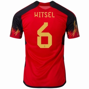 adidas Belgium Axel Witsel Home Jersey 22/23 (Red/Black) Raglan Sleeve Construction Long Lasting Color Retention