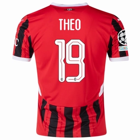 Puma AC Milan Theo Hernandez Home Jersey w/ Champions League Patches 24/25 (Puma Red/Puma Black) Chafe Free