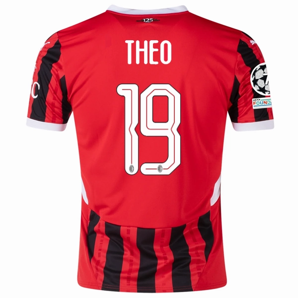 Puma AC Milan Theo Hernandez Home Jersey w/ Champions League Patches 24/25 (Puma Red/Puma Black) Chafe Free