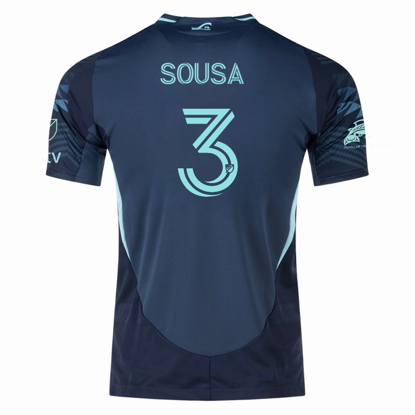 adidas T. Sousa Seattle Sounders Authentic Away Jersey 25/26 w/ MLS Patches & Sponsor (Aura Ink) Hyper Fit