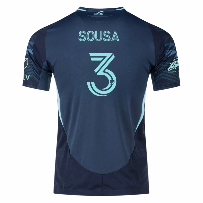 Slub Yarn Texture adidas T. Sousa Seattle Sounders Authentic Away Jersey 25/26 w/ MLS Patches & Sponsor (Aura Ink)