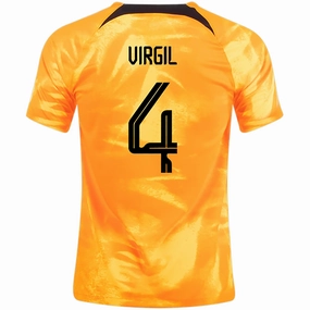 Ultra Comfort Nike Netherlands Virgil Van Dijk Home Jersey 22/23 (Laser Orange/Black)