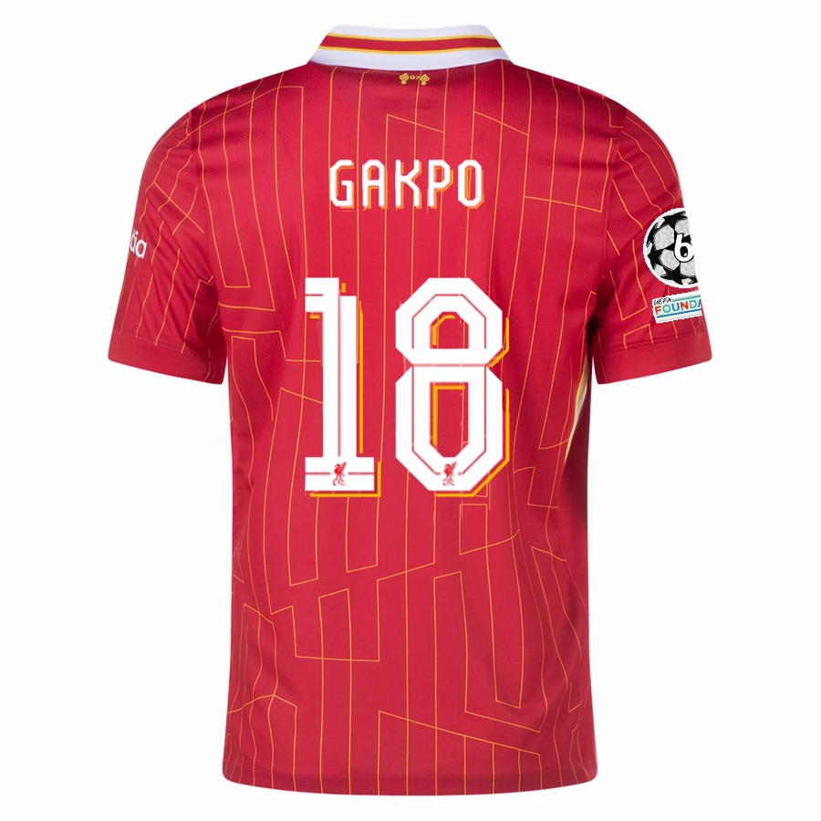 Nike Liverpool Cody Gakpo Home Jersey w/ Champions League Patches 24/25 (Gym Red/Chrome Yellow) Quick Repair Yarn