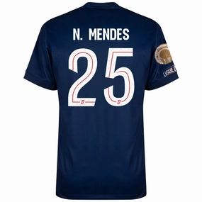 Unisex Apparel Relaxed Silhouette Nike N. Mendes Men's PSG Home Jersey 25/26 w/ Ligue 1 Patch   Champions Patch (Navy/Red/White)