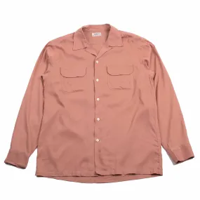 The Real McCoy's MS21009 Open Collar Rayon Shirt Pink Wrinkle-Resistant Seamless Side Panels
