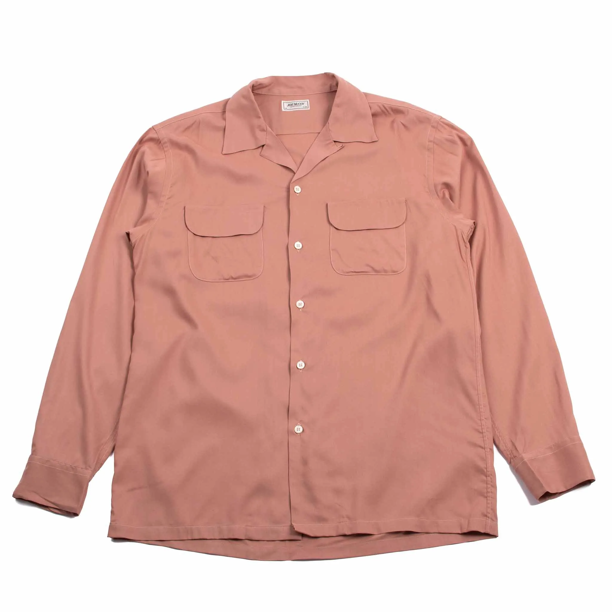 The Real McCoy's MS21009 Open Collar Rayon Shirt Pink Wrinkle-Resistant Seamless Side Panels