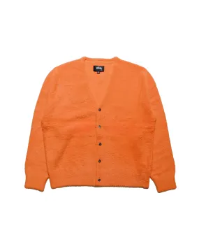 St??ssy Shaggy Cardigan Red Orange lace accents product herringbone texture