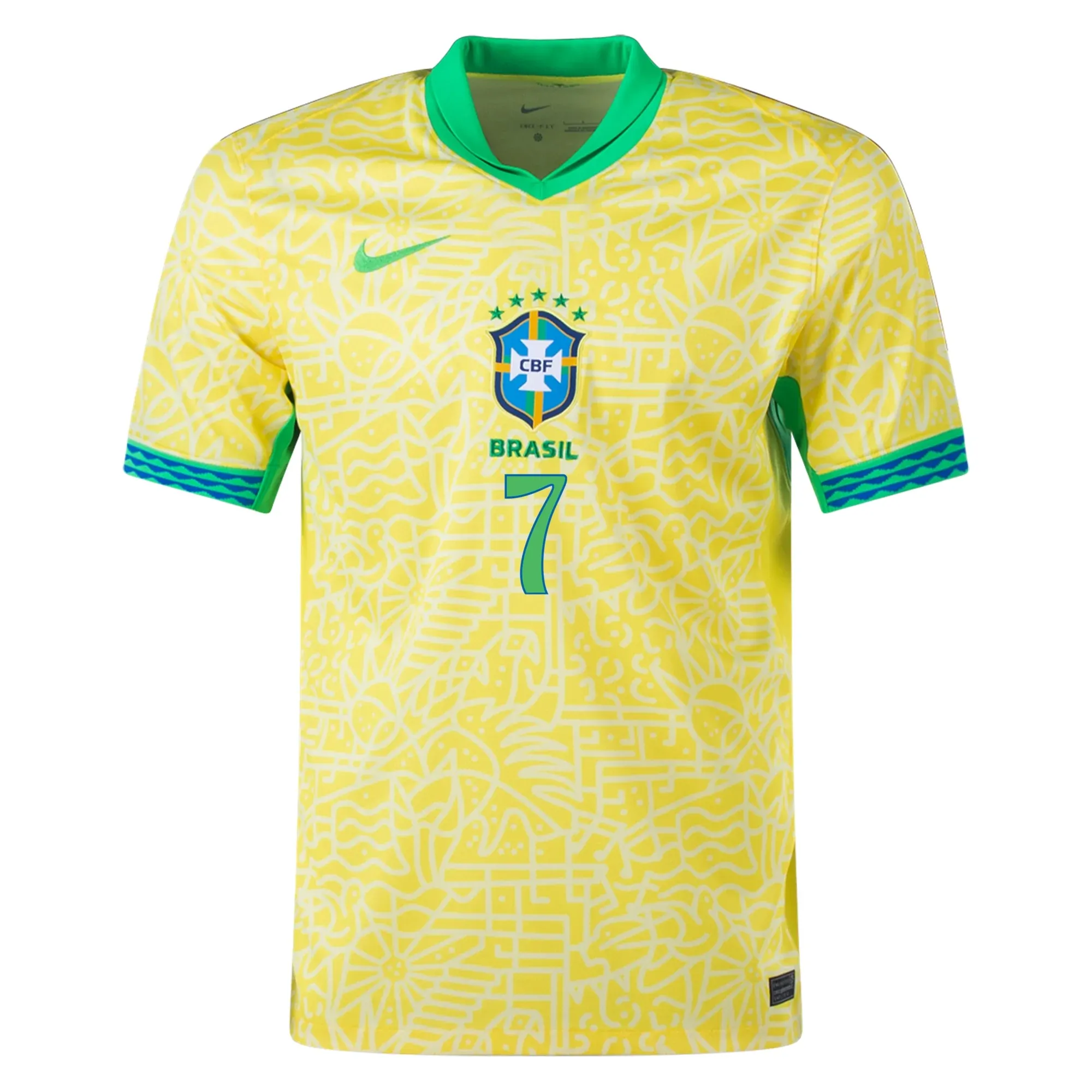 Nike Brazil Authentic Vini Jr. Home Jersey 24/25 (Dynamic Yellow/Lemon Chiffon/Green Spark) Moisture Management System