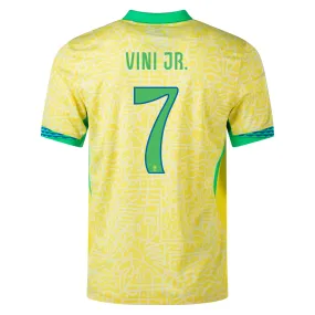 Nike Brazil Authentic Vini Jr. Home Jersey 24/25 (Dynamic Yellow/Lemon Chiffon/Green Spark) Airflow Channel Design