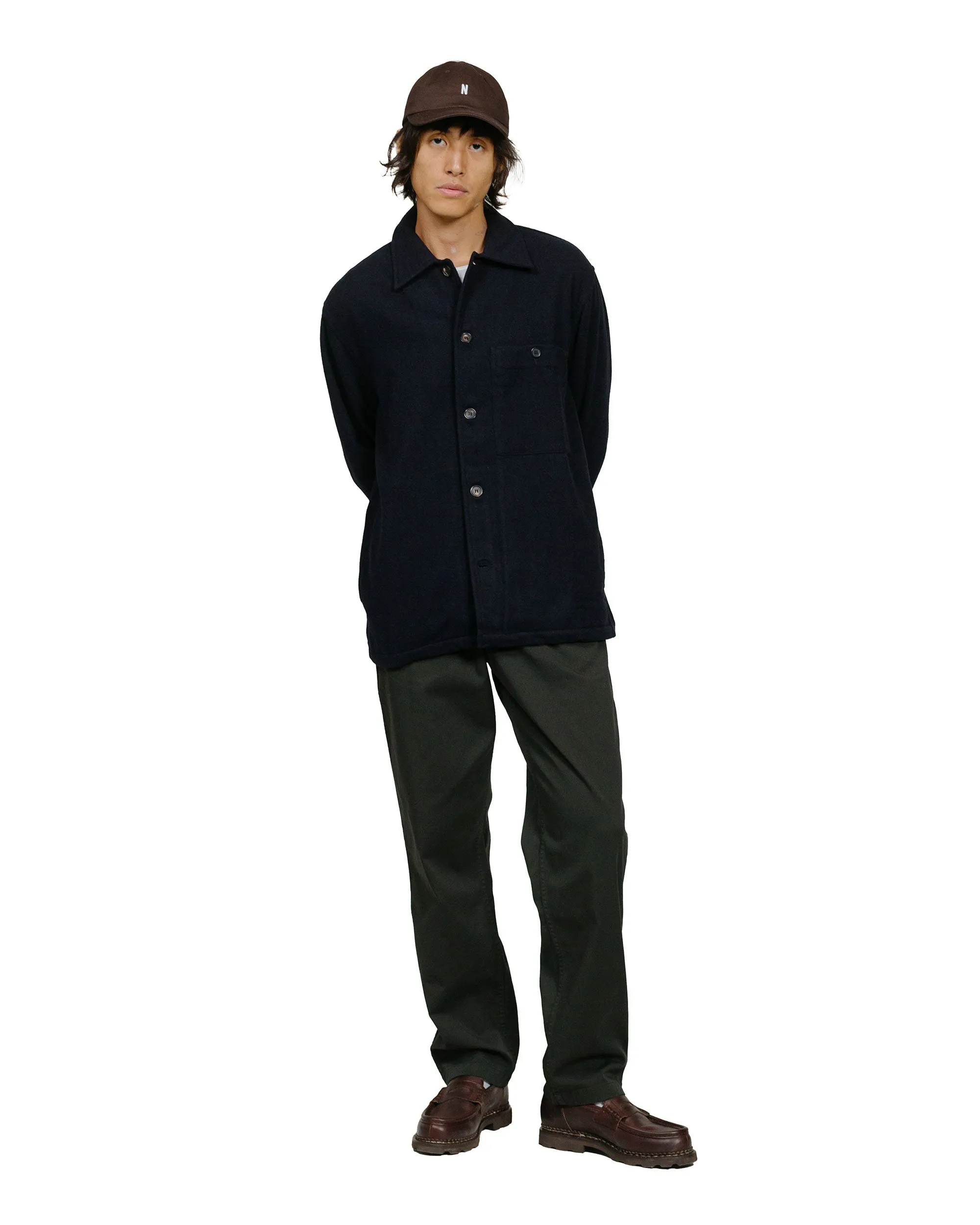 Norse Projects Folke Wool Overshirt Dark Navy Geometric Print