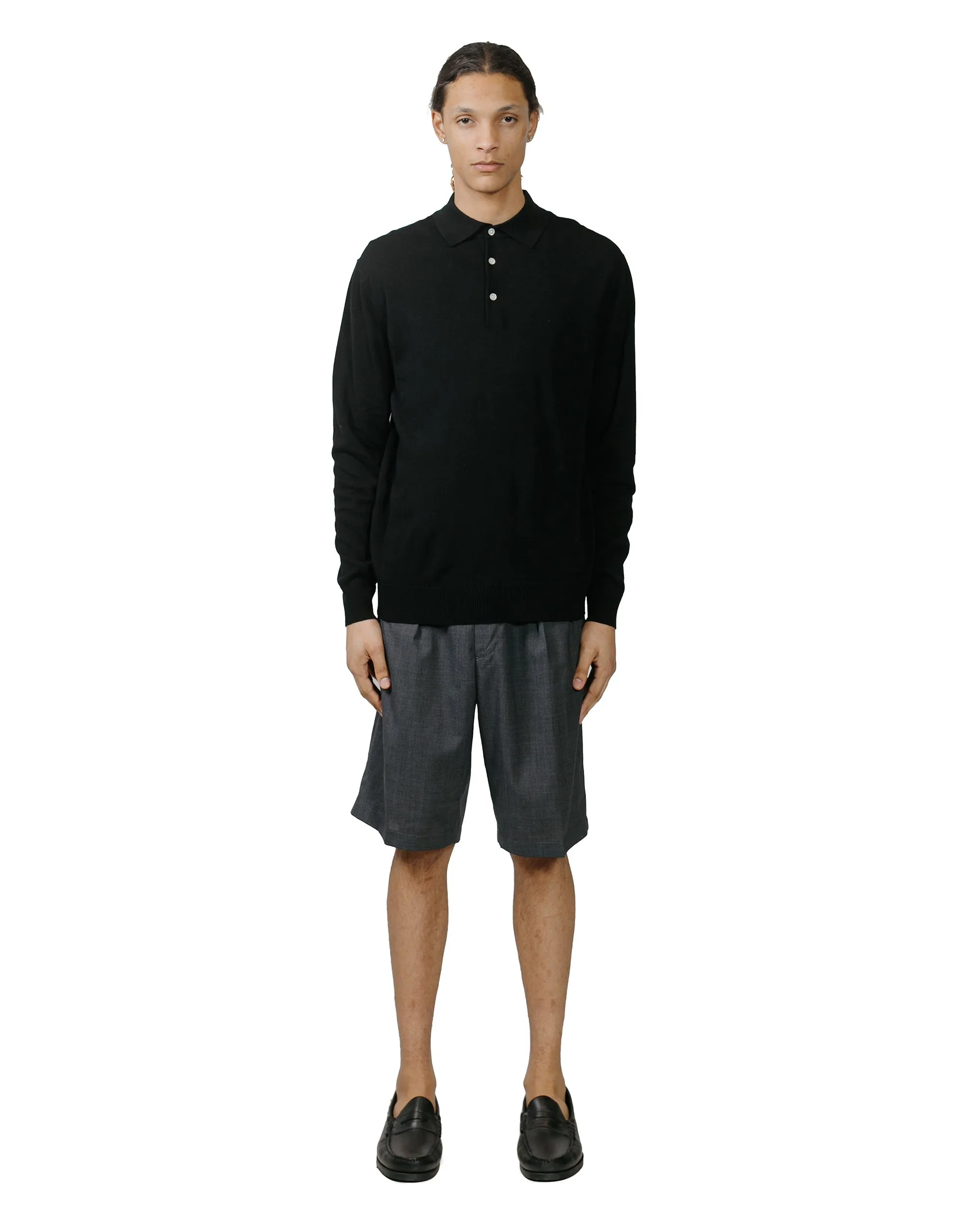 Beams Plus Knit Polo 12G Black formal party