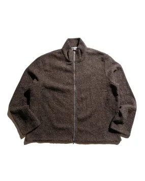 Our Legacy Shrunken Full Zip Polo Brown Sparse Buckle Weave Fresh Fit