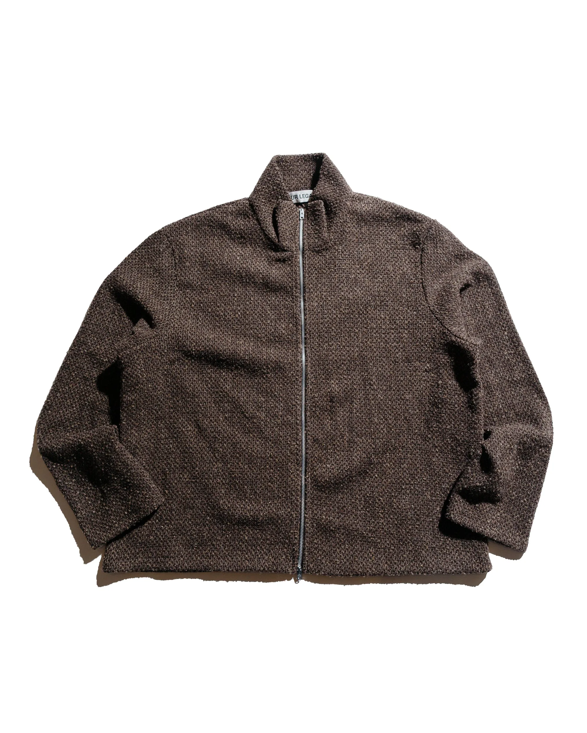 Our Legacy Shrunken Full Zip Polo Brown Sparse Buckle Weave Fresh Fit
