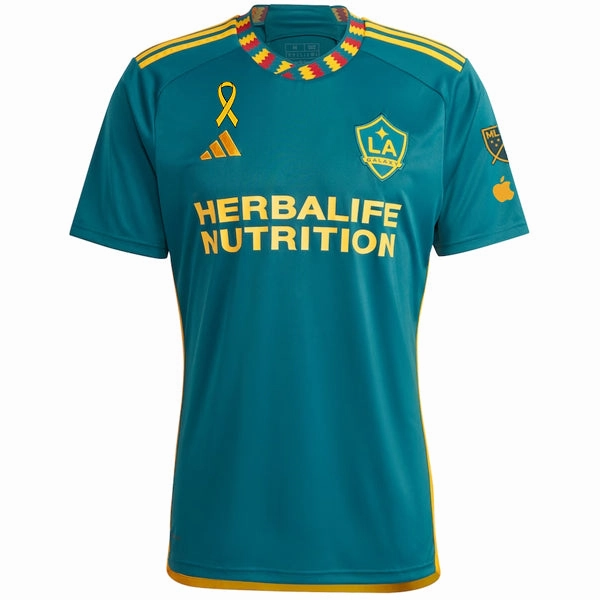 Slim Finish adidas LA Galaxy Away Stadium Jersey w/ MLS   Apple TV   Childhood Cancer Awareness Patch 23/24 (Green/Yellow)
