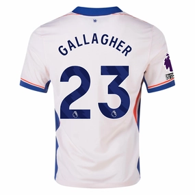 Nike Chelsea Connor Gallagher Away Jersey w/ EPL   No Room For Racism Patches 24/25 (Guava Ice/Rush Blue) Mesh Paneling Color Blocked
