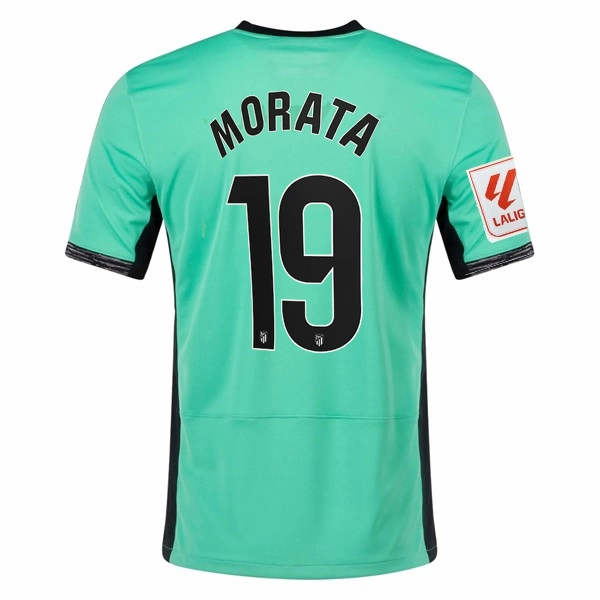 Clean Finish Nike Atletico Madrid ??lvaro Morata Third Jersey w/ La Liga Patch 23/24 (Spring Green/Black)