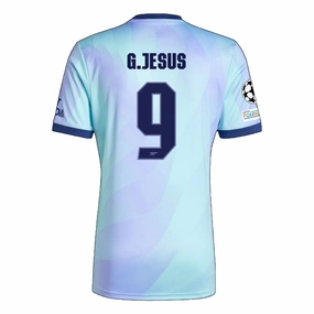 Multi Directional Breathability adidas Arsenal Gabriel Jesus Third Jersey w/ Champions League Patches 24/25 (Clear Aqua/Light Flash Purple)