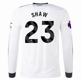 Reflective accents adidas Manchester United Luke Shaw Third Long Sleeve Jersey w/ EPL Patch 24/25 (Off White)