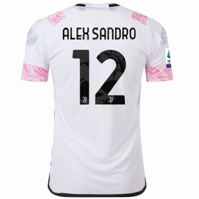 adidas Juventus Alex Sandro Away Jersey w/ Serie A 23/24 (White) Durable Moisture Management Bonded Stitch Details