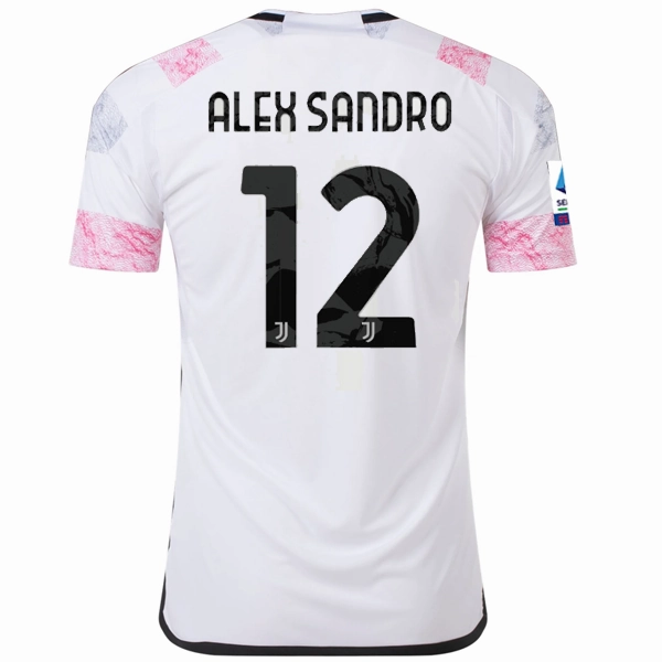 adidas Juventus Alex Sandro Away Jersey w/ Serie A 23/24 (White) Durable Moisture Management Bonded Stitch Details