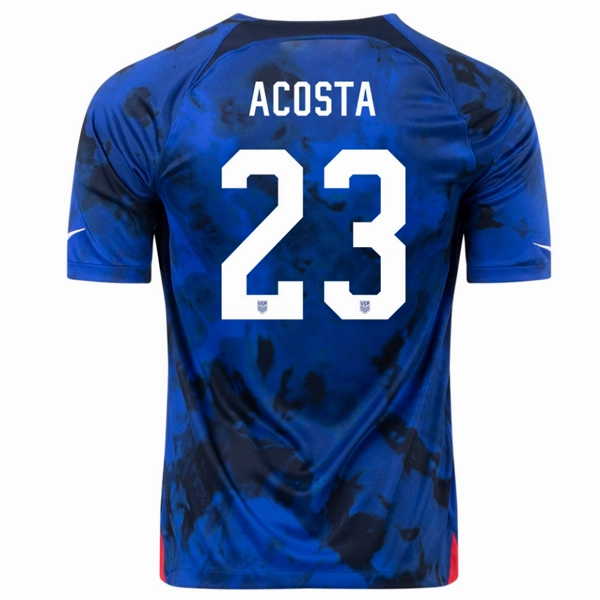 Nike United States Kellyn Acosta Away Jersey 22/23 (Bright Blue/White) Sublimated Prints Game Day