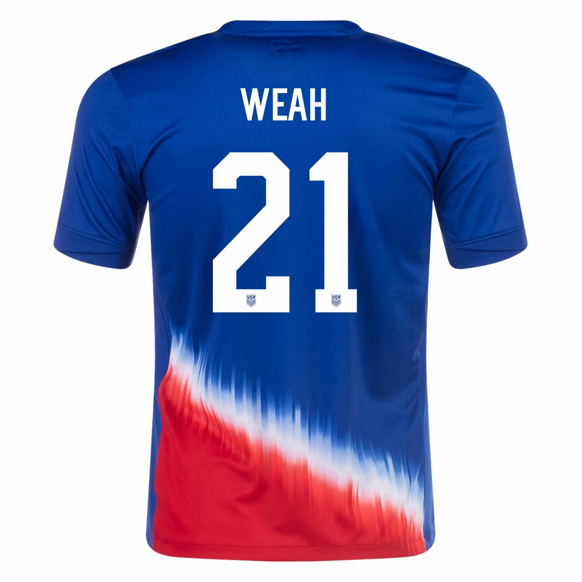 Tactile Surface Weave Nike Mens United States Timothy Weah Away Jersey 24/25 (Old Royal/Sport Red)