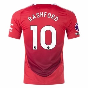 adidas Manchester United Authentic Marcus Rashford Home Jersey w/ EPL   No Room For Racism Patches 24/25 (MUFC Red/Bright Red) Customizable Fit System Flatlock Seam Finish