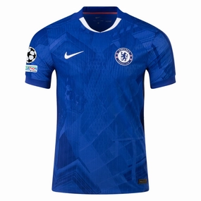 Nike Chelsea Authentic Home Jersey 25/26 w/ Champions League Patches 496 (Rush Blue/White/Speed Red) Laser Cut Ventilation