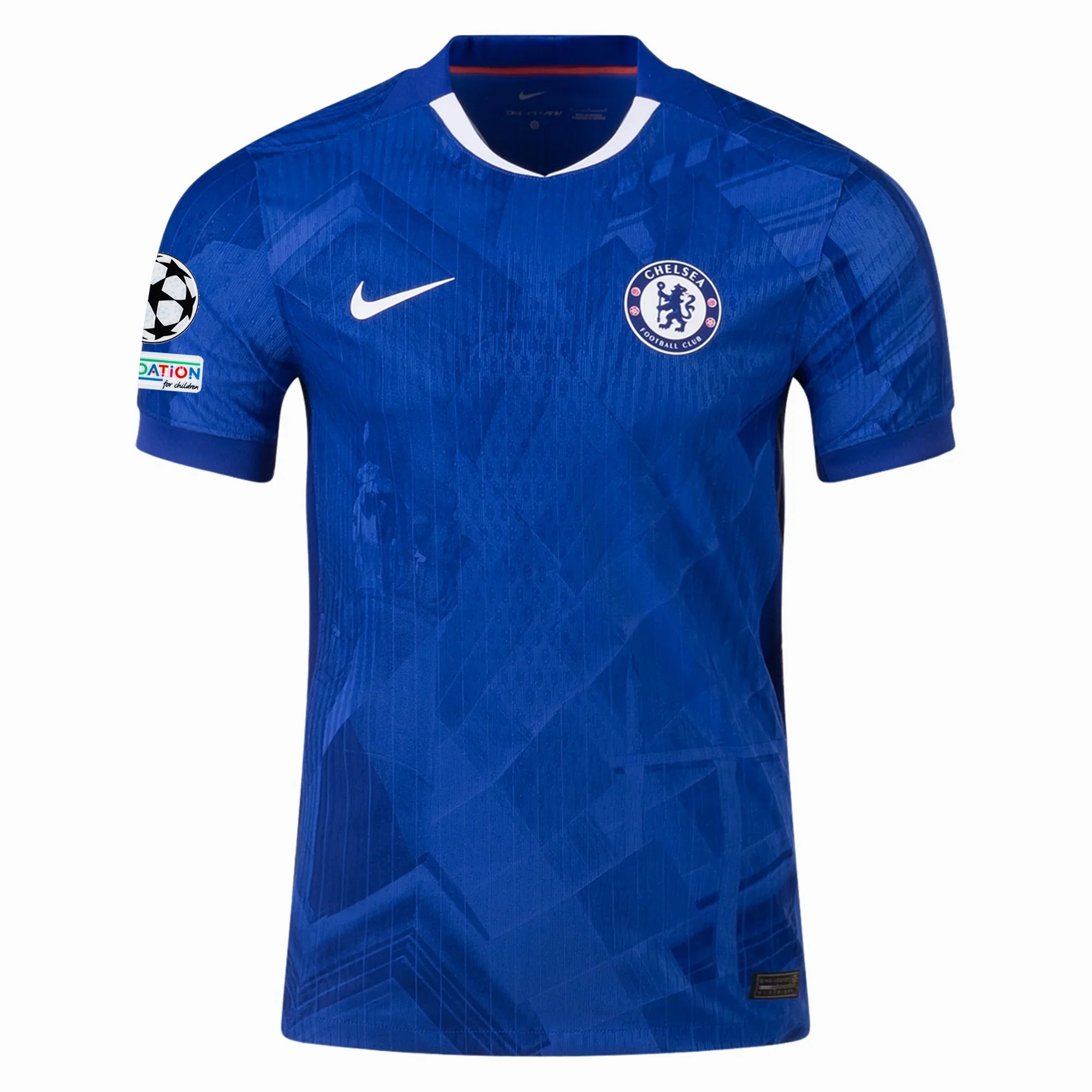 Nike Chelsea Authentic Home Jersey 25/26 w/ Champions League Patches 496 (Rush Blue/White/Speed Red) Laser Cut Ventilation