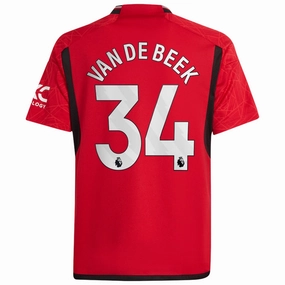 Rugged Wear adidas Youth Manchester United Donny van de Beek Home Jersey 23/24 (Team College Red)