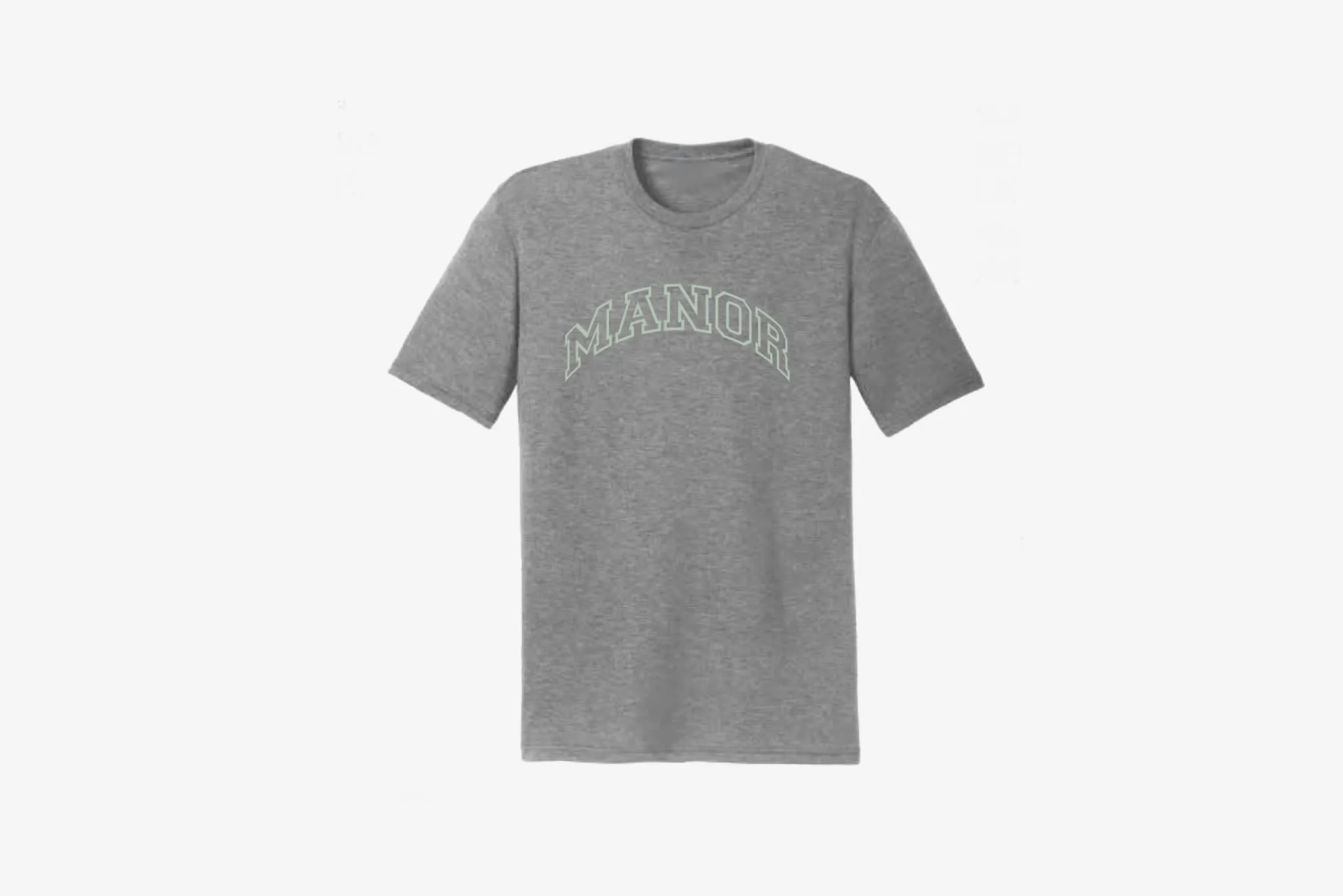 StretchComfort Manor "Collegiate Font" T-Shirt M - Heather Grey / Seafoam