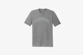 Manor "Collegiate Font" T-Shirt M - Heather Grey / Seafoam Morning Ease
