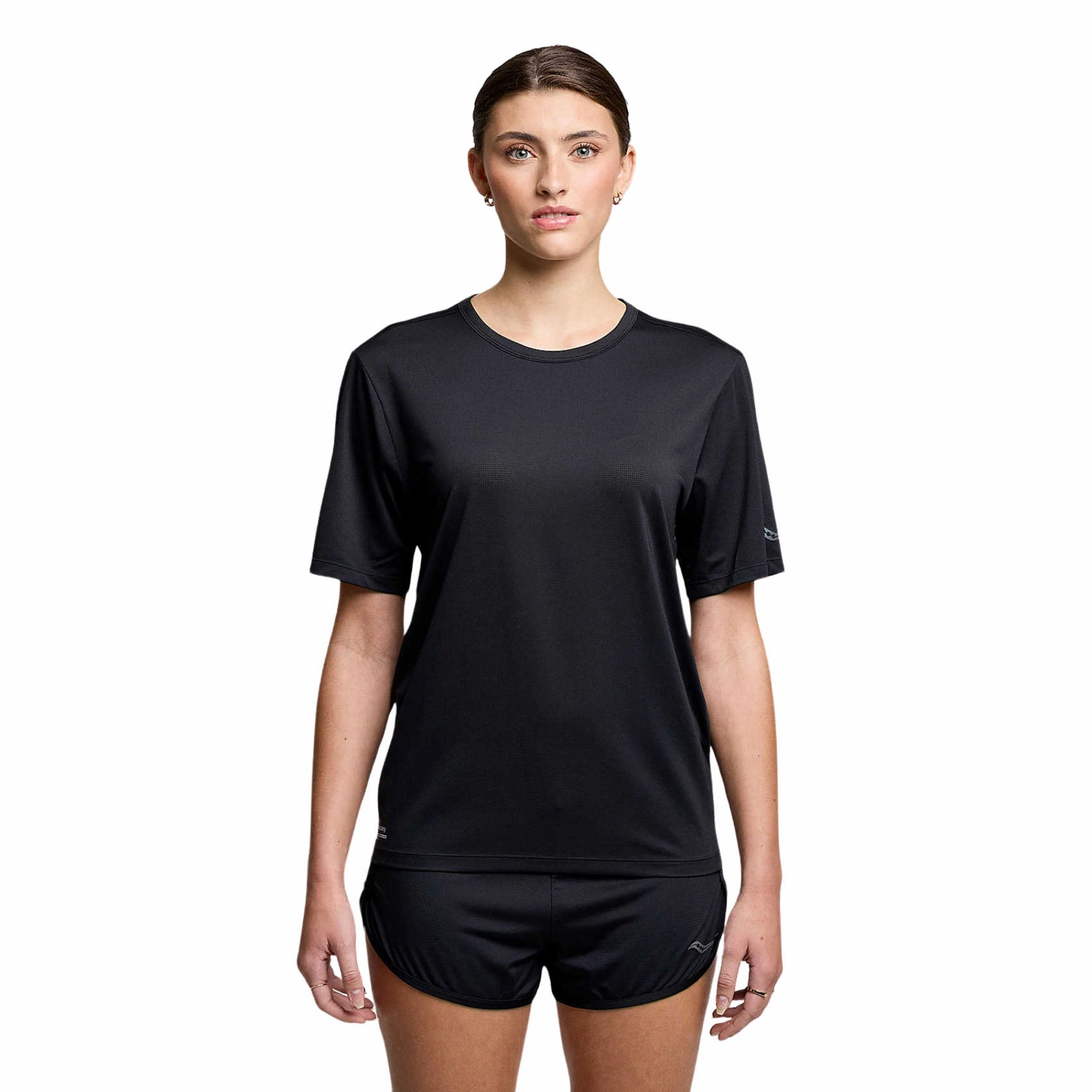 Womens Saucony Stopwatch Short Sleeve Tee Smart Design Anti-pilling