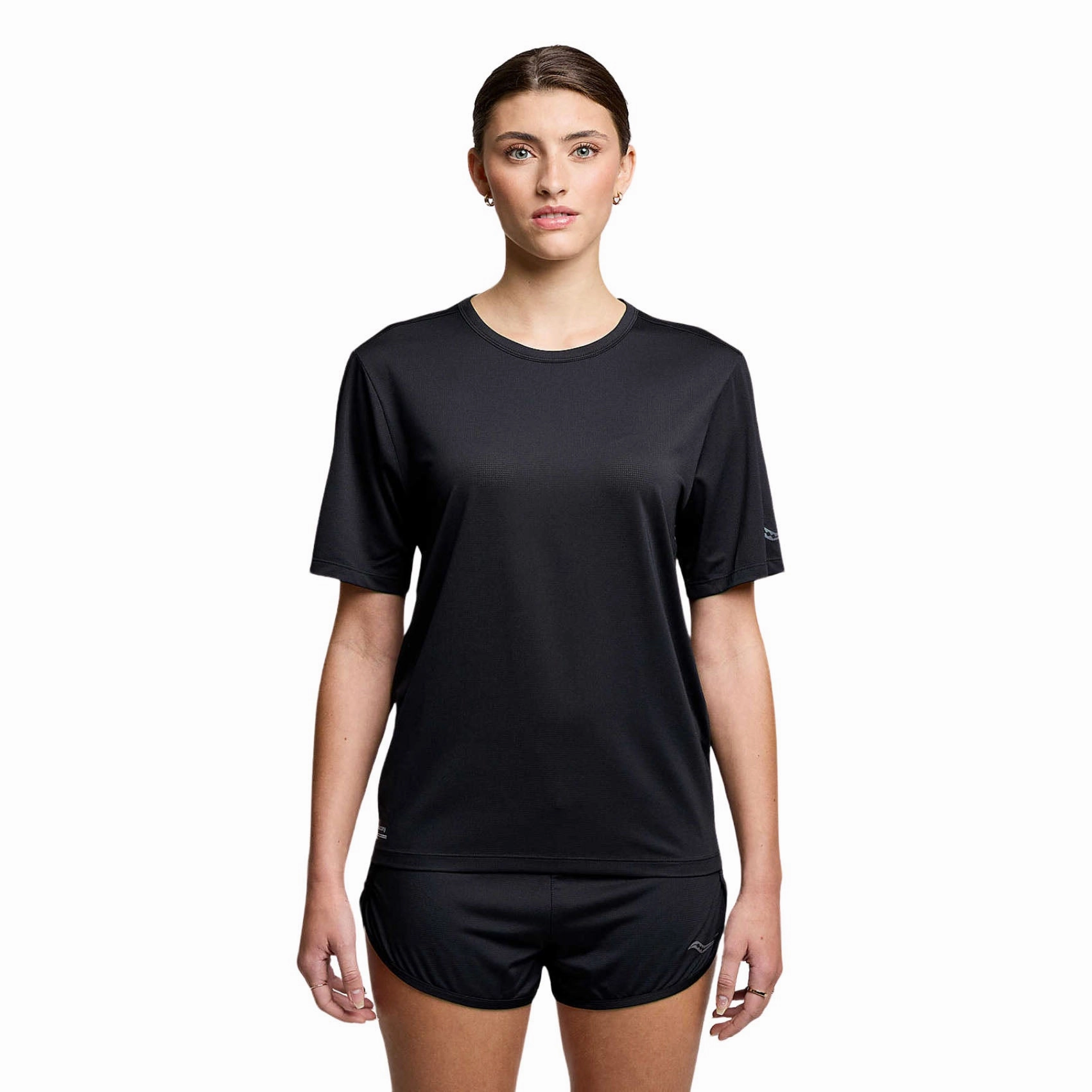 Womens Saucony Stopwatch Short Sleeve Tee Organic Cotton Blend simple design