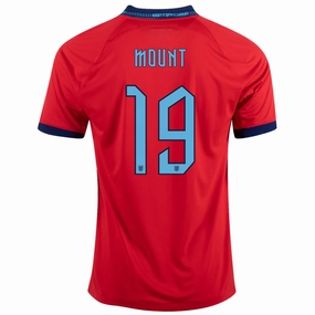 Anti Pilling Fabric Treatment Quick Fit Nike England Mason Mount Away Jersey 22/23 (Challenge Red/Blue Void)