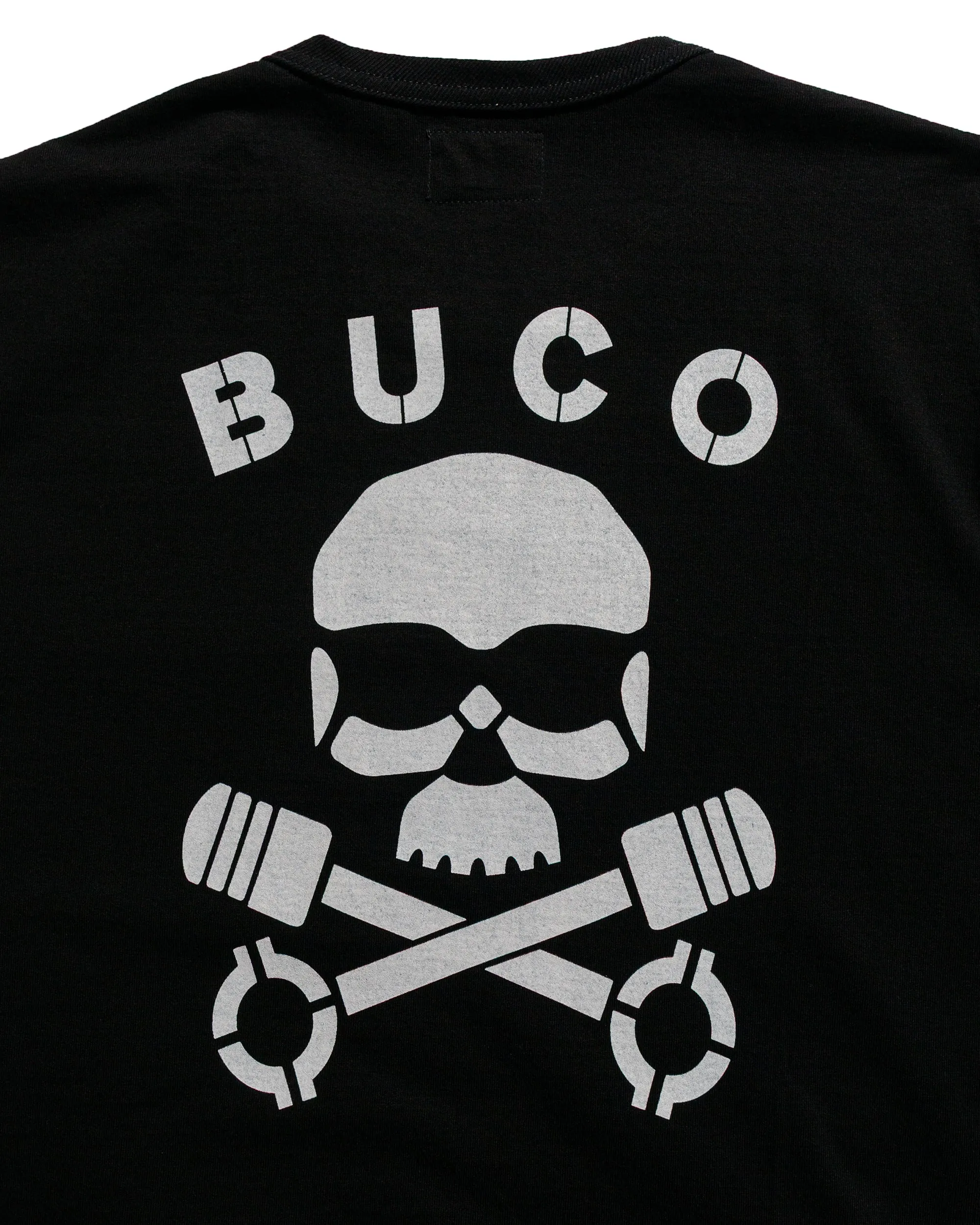 The Real McCoy's BC25003 Buco Tee / Skull Piston Black Good stretch