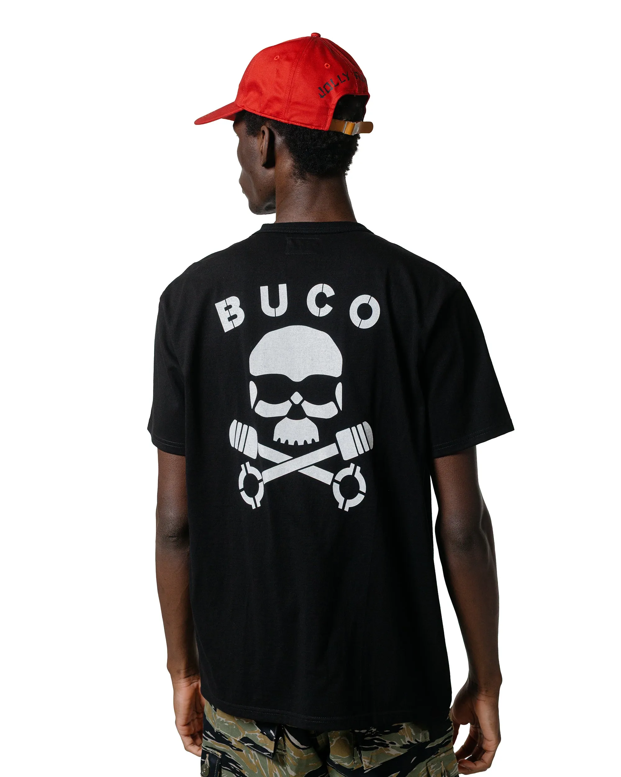 The Real McCoy's BC25003 Buco Tee / Skull Piston Black Pullover Low Impact Manufacturing