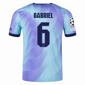 Durable Polyester Blend adidas Arsenal Authentic Gabriel Third Jersey w/ Champions League Patches 24/25 (Clear Aqua/Light Flash Purple)