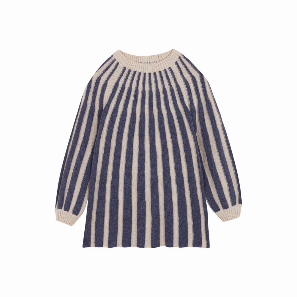 Birinit Petit Navy stripes knit dress Street Motion Sleek and Sleek