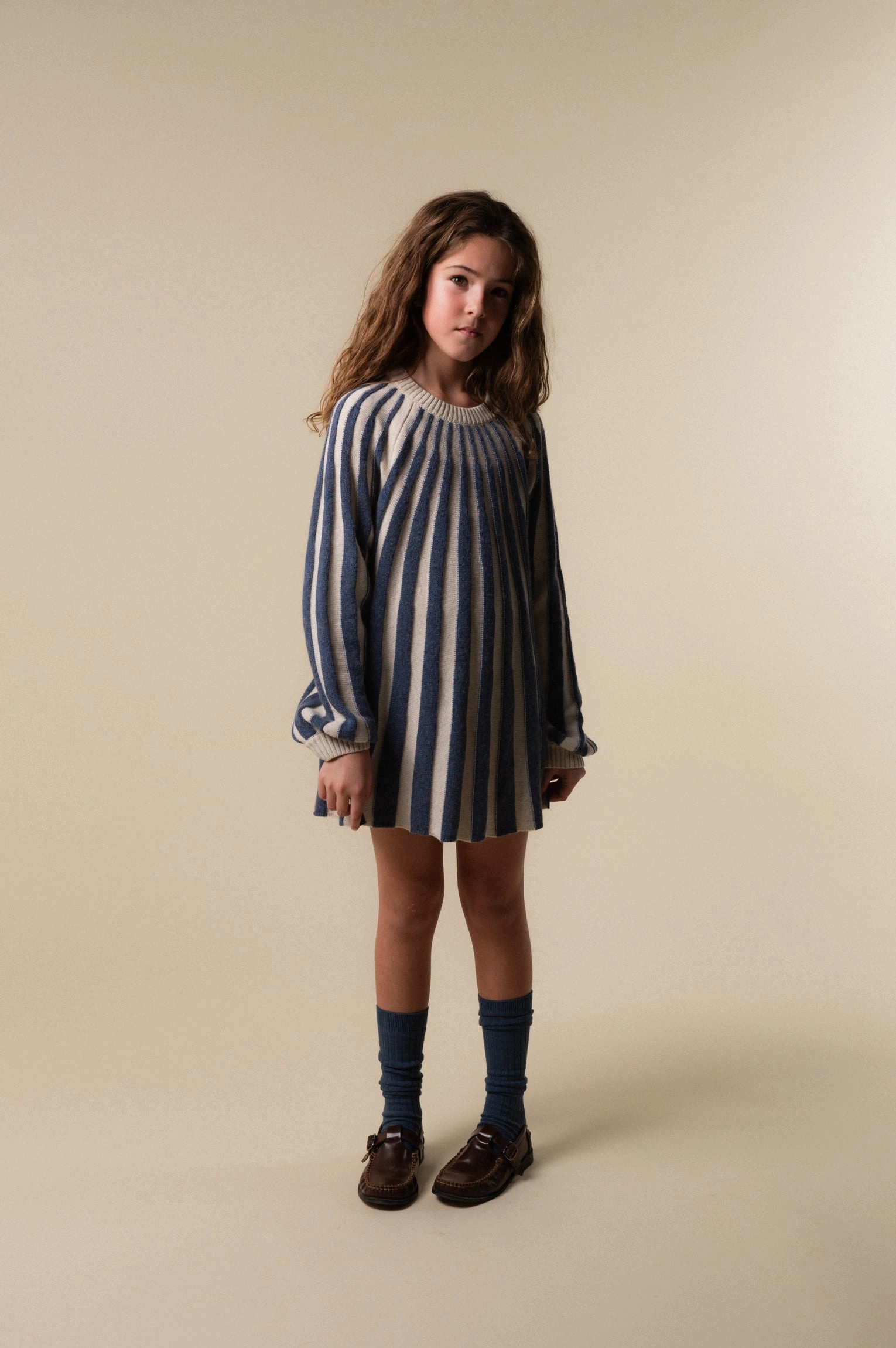 Birinit Petit Navy stripes knit dress Elegant Wear