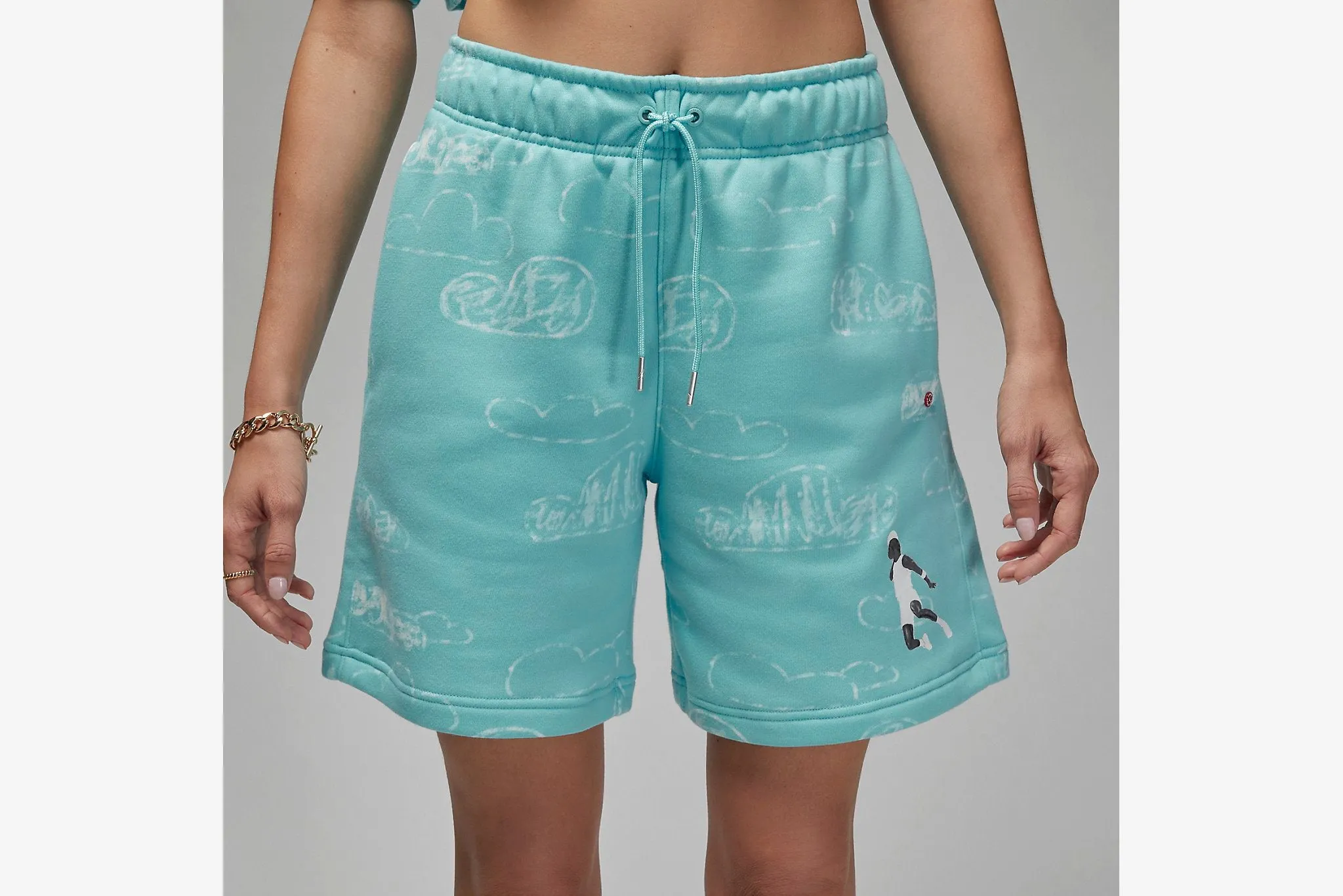 Breathable mesh lining Trendy Trousers Jordan "Artist Series by Parker Duncan Fleece Short" W - Bleached Aqua