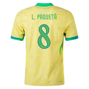 Customizable Fit System Nike Mens Brazil Lucas Paquet?? Home Jersey 24/25 (Dynamic Yellow/Lemon Chiffon/Green Spark)