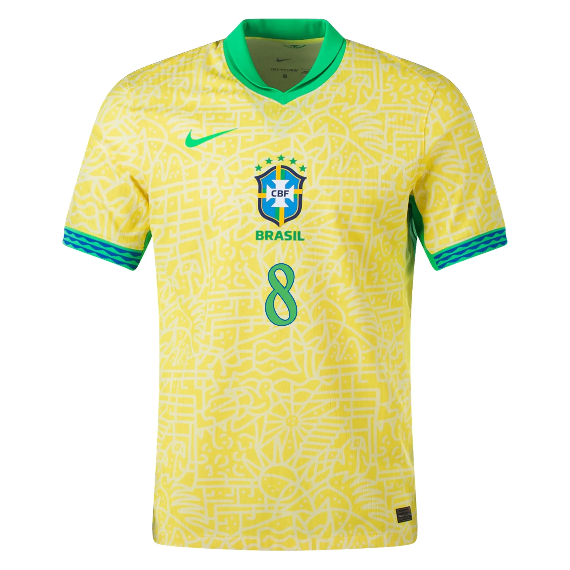 No Slip Gripper Hem Nike Mens Brazil Lucas Paquet?? Home Jersey 24/25 (Dynamic Yellow/Lemon Chiffon/Green Spark)