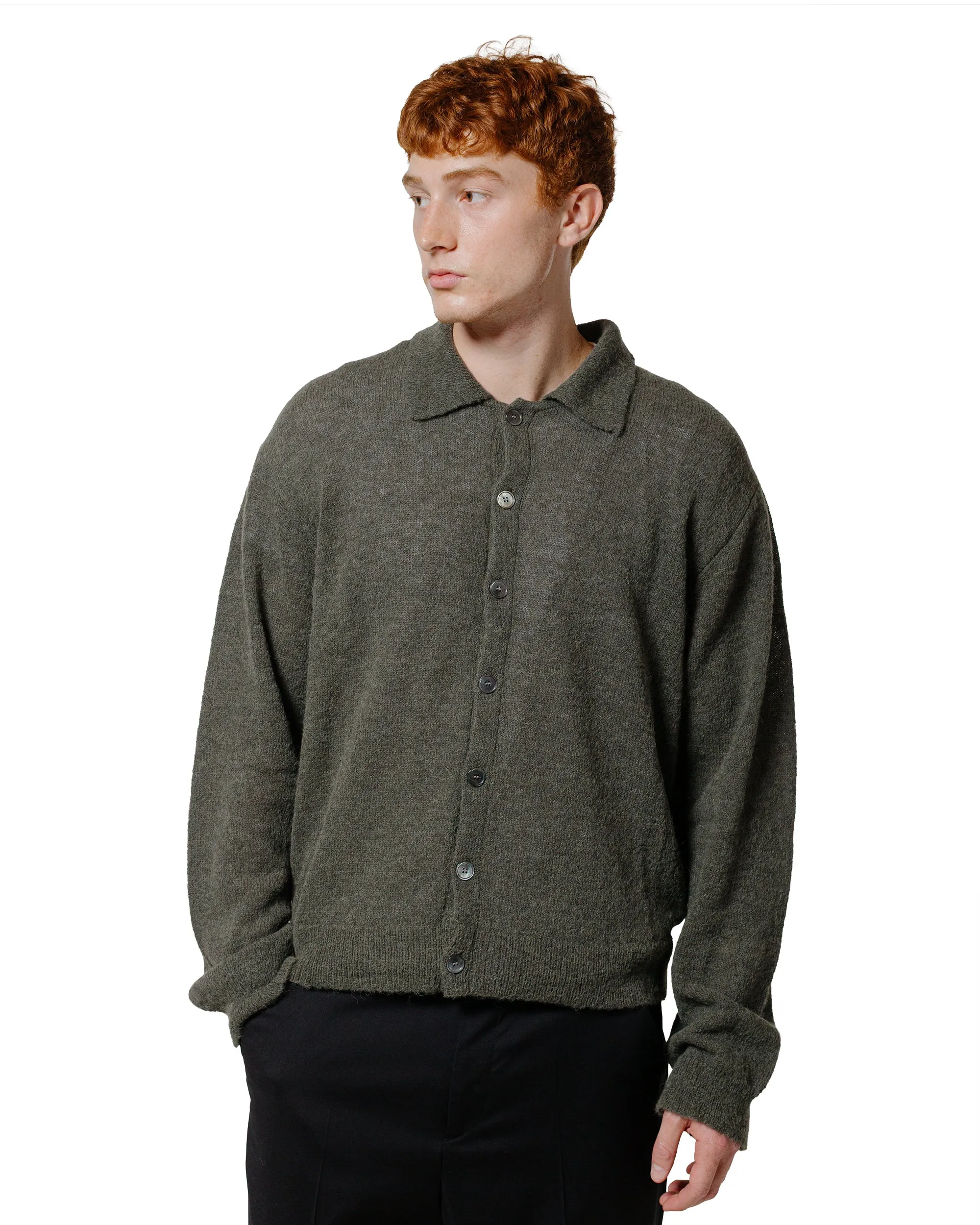 design trend Our Legacy Evening Polo Moss Green Fuzzy Alpaca