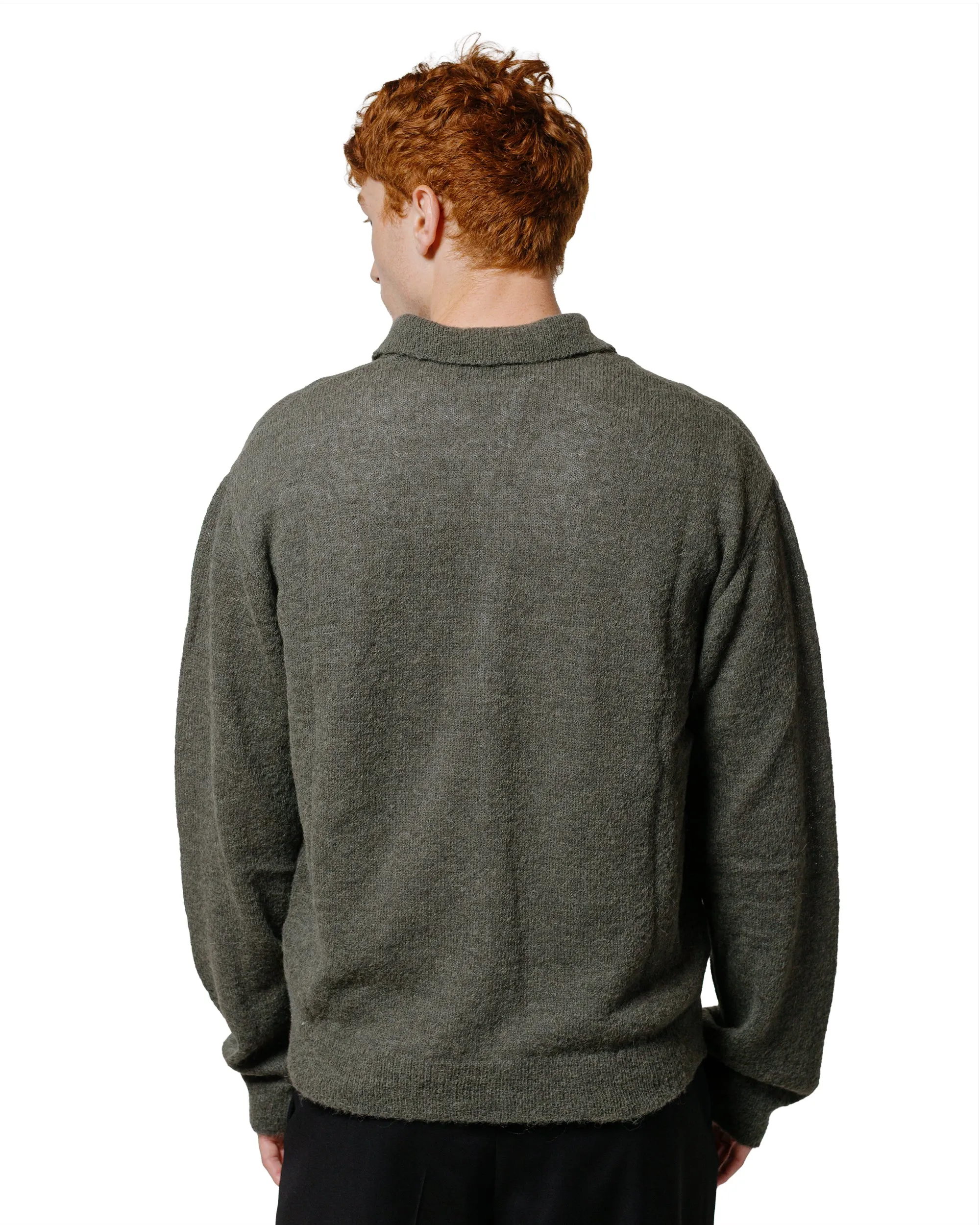 Our Legacy Evening Polo Moss Green Fuzzy Alpaca Versatile Piece Functional Style