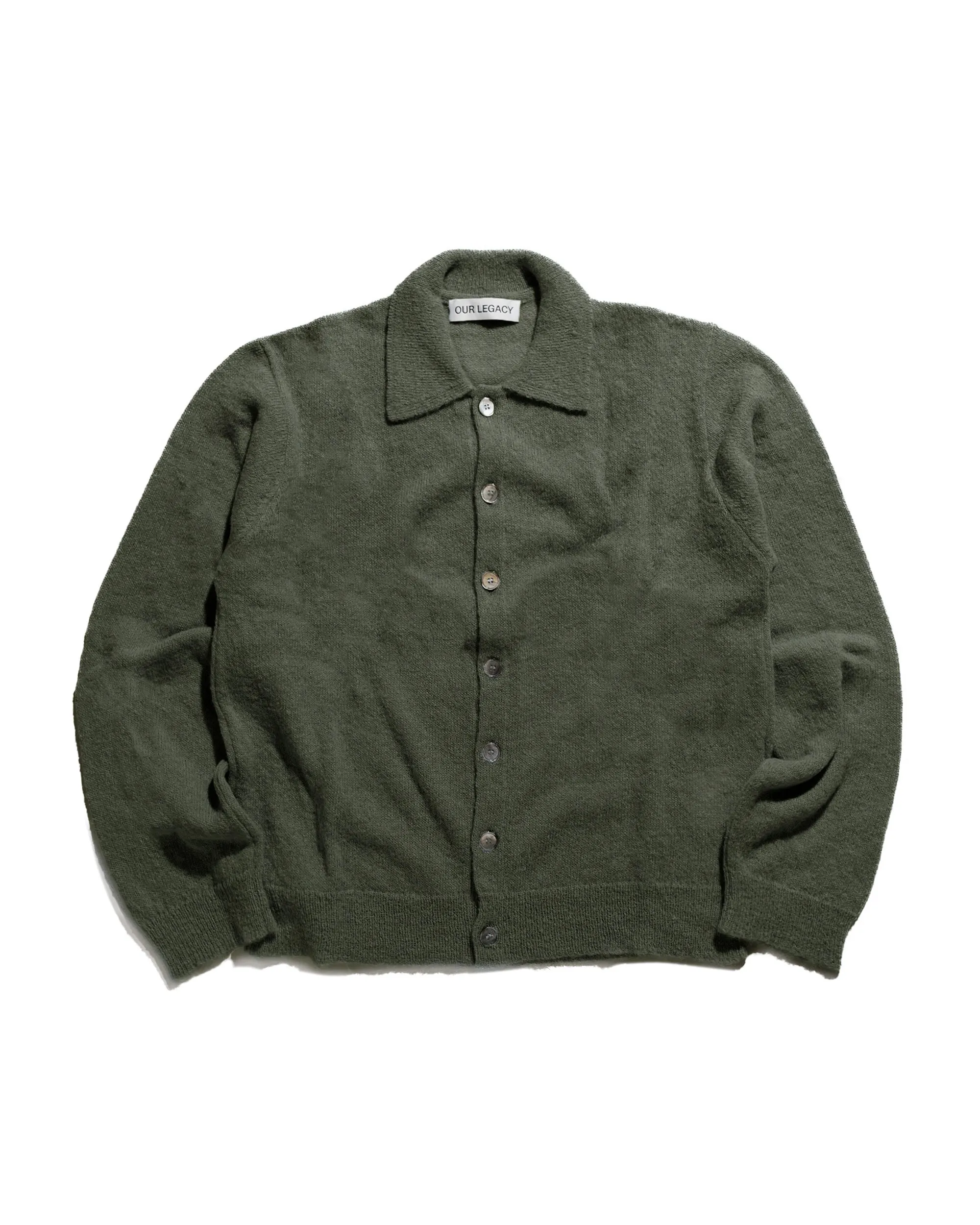 Our Legacy Evening Polo Moss Green Fuzzy Alpaca Backpacking Essential