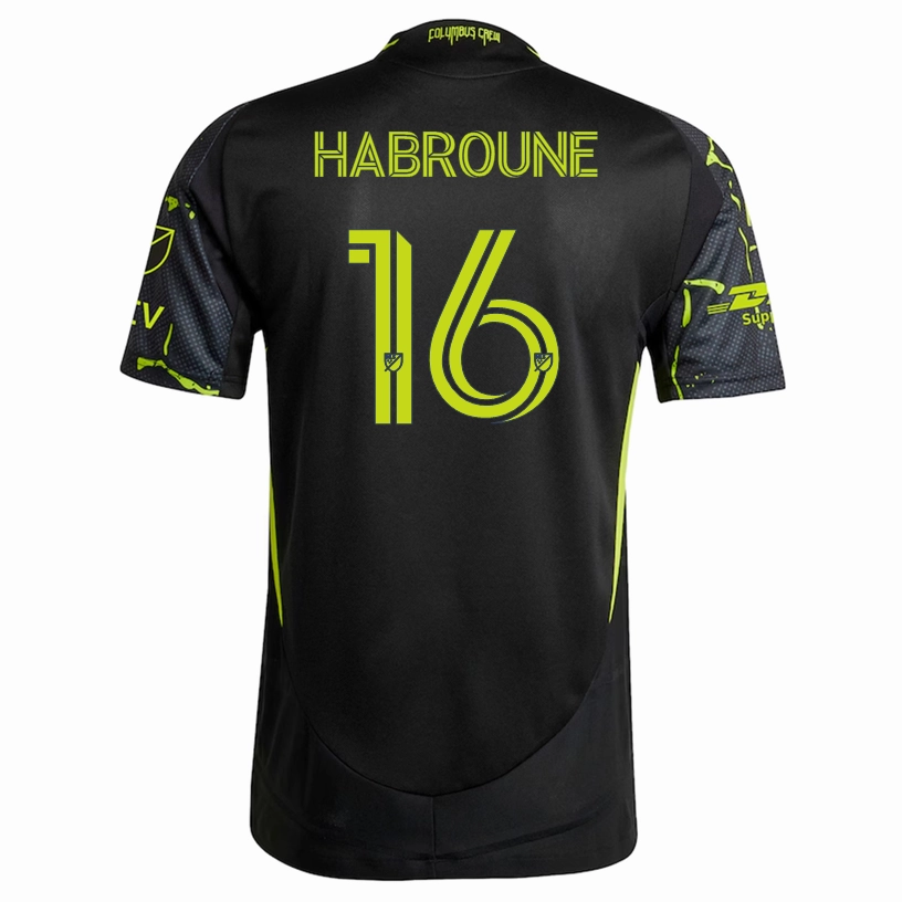 adidas Taha Habroune Columbus Crew Authentic Away Jersey w/ MLS Patches 25/26 (Black/Yellow) Sharp Cut Soft Touch Material
