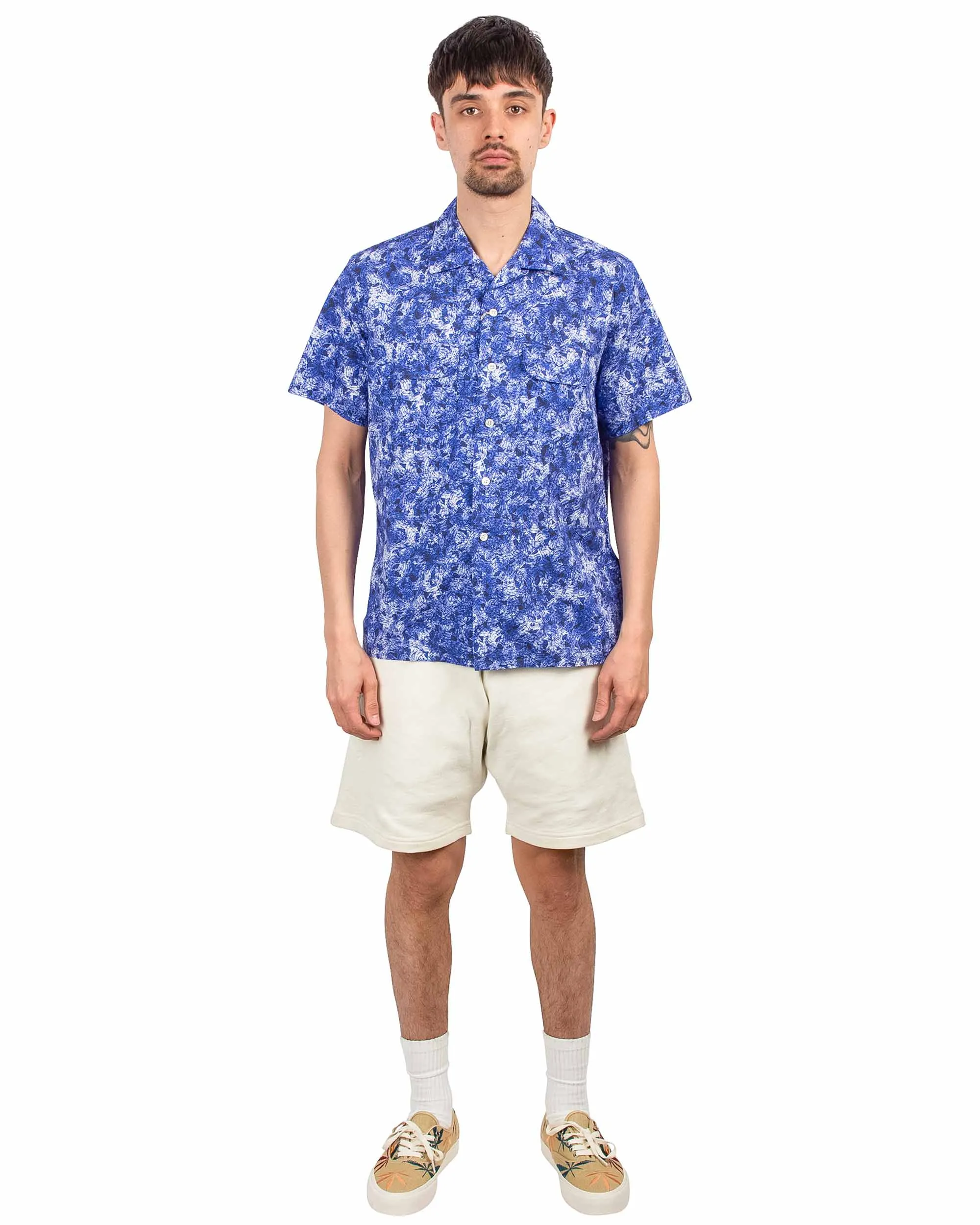 Country Charm Breathable mesh Beams Plus Open Collar Short Sleeve 'Kyoto Pattern' Print Sail Pattern