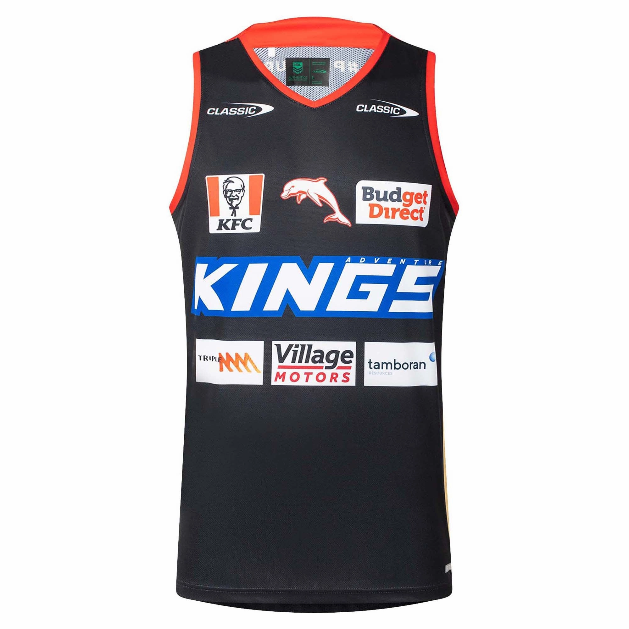 Shape Retention Fabric Movement Support Junior's NRL Redcliffe Dolphins 2025 Pro Training Singlet