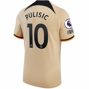 Versatile Use Thermal Regulating Layer Nike Chelsea Christian Pulisic Third Jersey w/ EPL   No Room For Racism   Club World Cup Patches 22/23 (Sesame/Black)